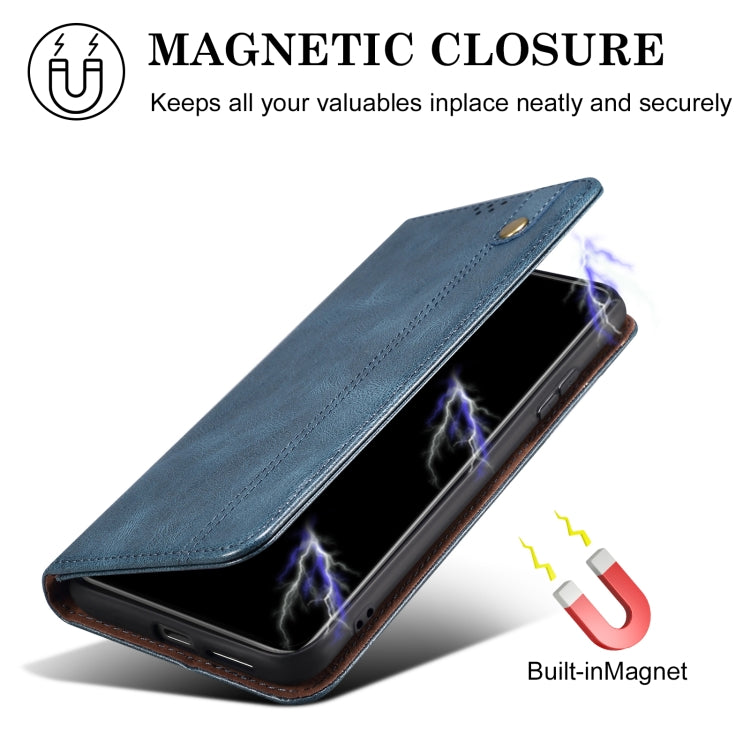 Funda de Cuero Crazy Horse con Cera de Aceite para OnePlus 13 (Azul)