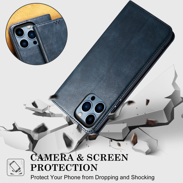 Funda de Cuero Crazy Horse con Cera de Aceite para OnePlus 13 (Azul)