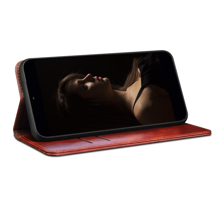Funda de Cuero Crazy Horse con Cera de Aceite para OnePlus 13 (Marrón)