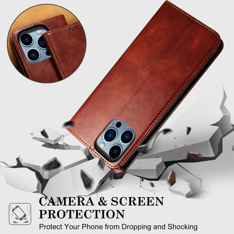 Funda de Cuero Crazy Horse con Cera de Aceite para OnePlus 13 (Marrón)