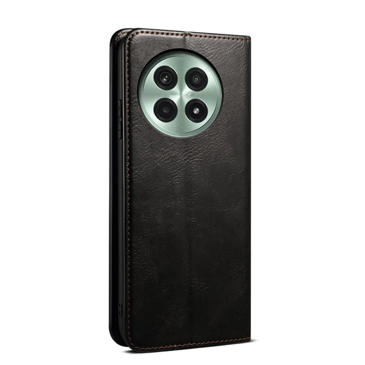 Funda de Cuero Crazy Horse con Cera de Aceite para OnePlus 13 (Negra)