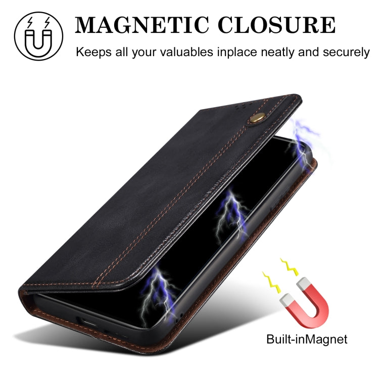 Funda de Cuero Crazy Horse con Cera de Aceite para OnePlus 13 (Negra)