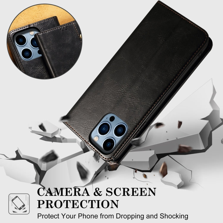 Funda de Cuero Crazy Horse con Cera de Aceite para OnePlus 13 (Negra)