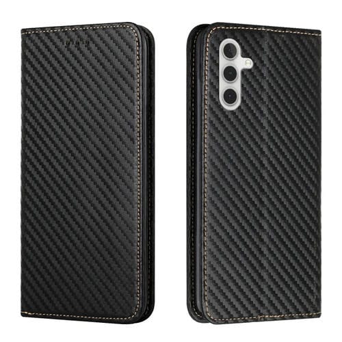 Funda para Samsung Galaxy A05S Cuero con Soporte y Textura de Fibra de Carbono (Negro)