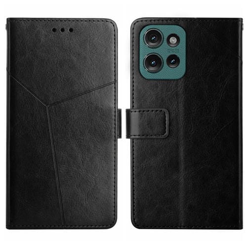 Funda de Cuero con Tapa y Patrón para Motorola Moto G75 5G Ht01 (Negro)