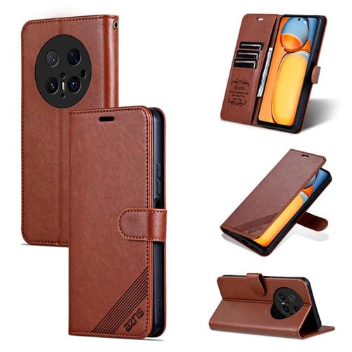 Funda de Piel de Oveja con Tapa para Huawei Mate 70 Pro y 70 Pro+ (Marrón)