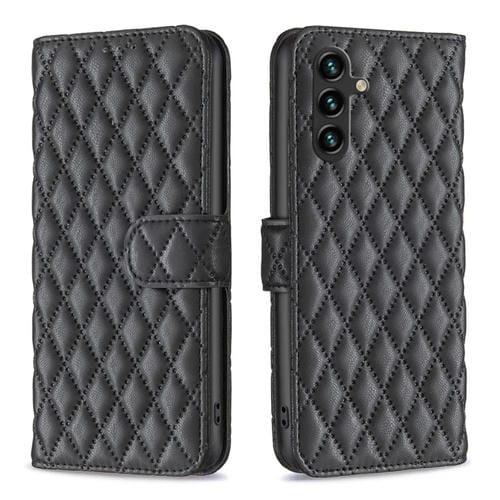 Funda para Samsung Galaxy A35 Diamond Lattice Wallet de Cuero con Tapa (Negro)