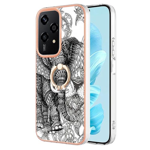 Estuche para Honor 200 Lite con Galvanoplastia Global Doble Cara IMD y Soporte para Anillo (Elefante Tótem)