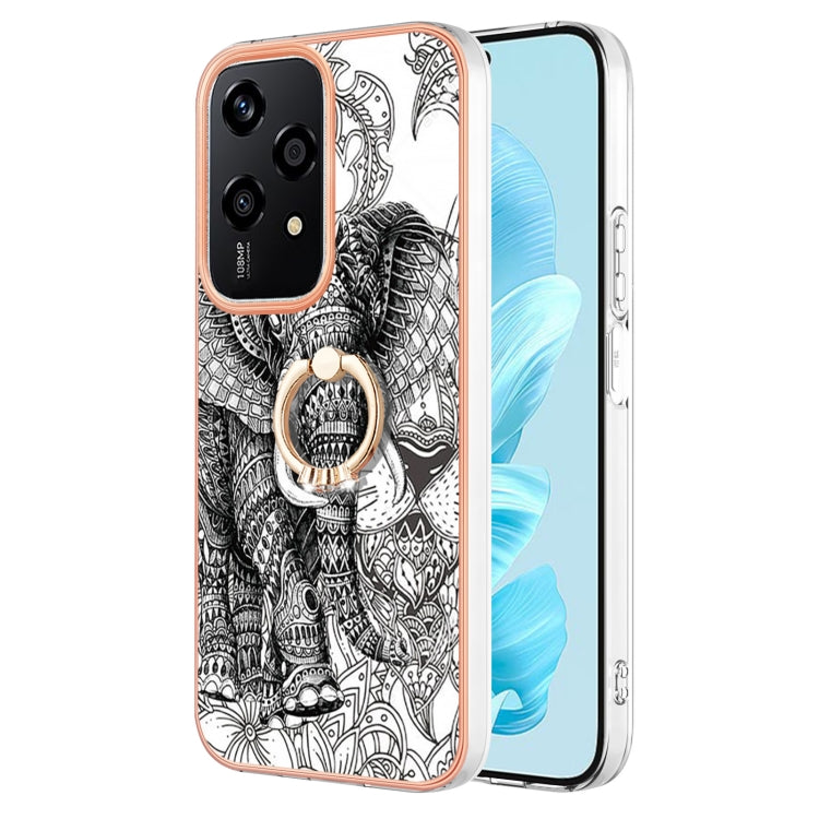 Estuche para Honor 200 Lite con Galvanoplastia Global Doble Cara IMD y Soporte para Anillo (Elefante Tótem)