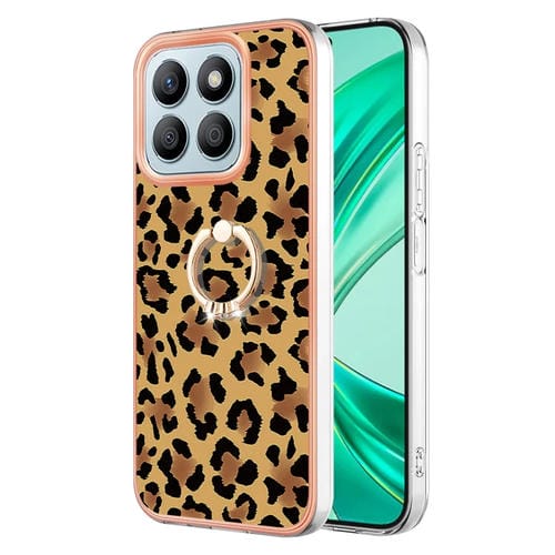 Estuche para Teléfono Honor X8B con IMD Doble Cara Galvanizada y Soporte para Anillo (Leopardo)