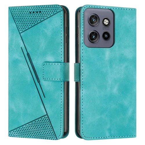 Funda de Cuero Triangular Dream para Motorola Edge 50 Neo con Cordón (Verde)