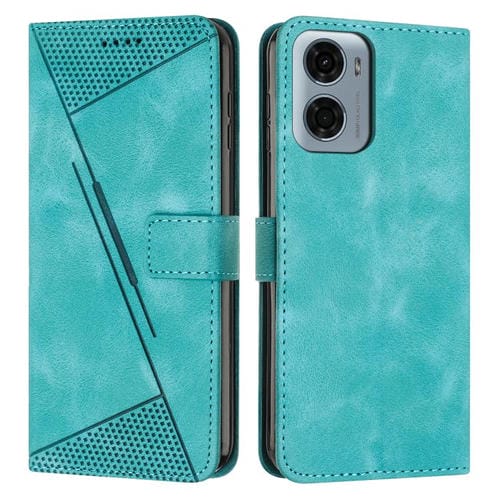 Funda de Cuero Triangular para Motorola Moto G05 Dream con Cordón (Verde)