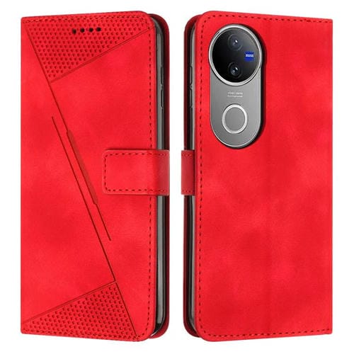 Funda de Cuero Triangular con Cordón para Vivo V50 Dream (Roja)