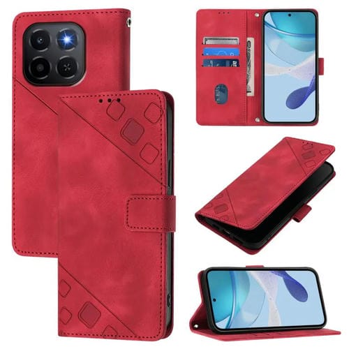 Funda de piel con relieve para Honor X6c 4G (roja)