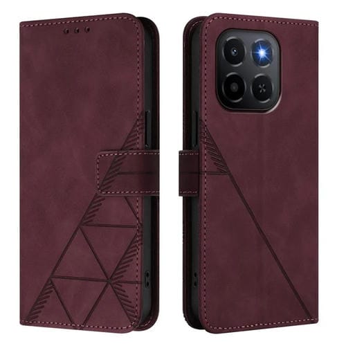 Funda de cuero con relieve 3D para Honor X6c 4G (rojo vino)