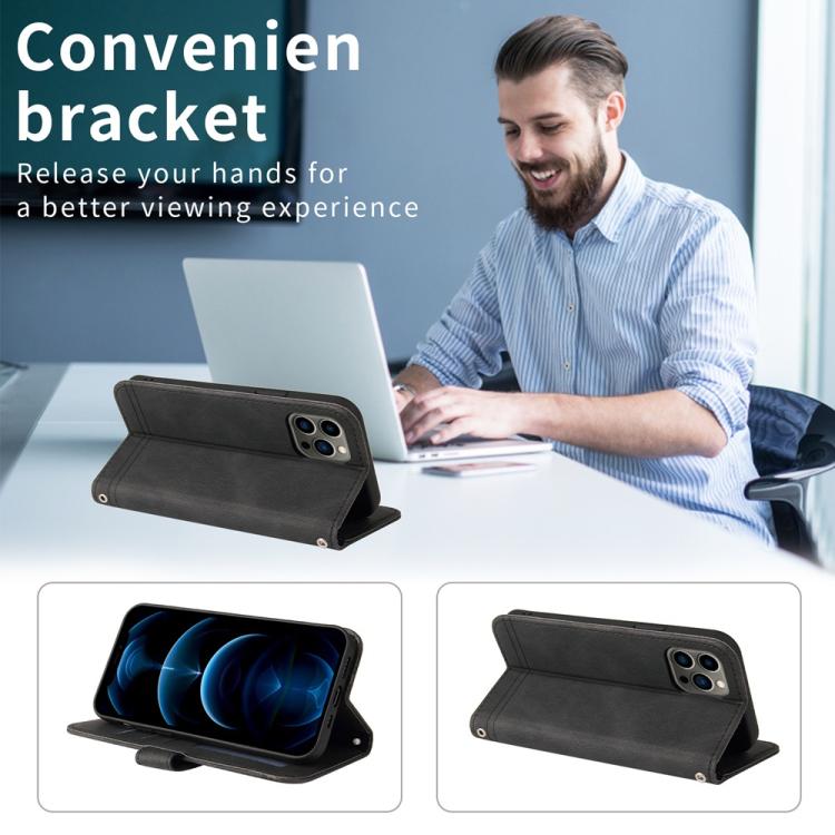 Funda de Cuero para OnePlus 13R Ace 5 Ace 5 Pro con Botones de Metal y Diseño Árbol de la Vida (Negro)