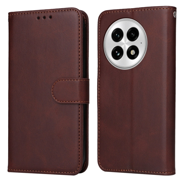 Funda de Piel con Tapa para OnePlus 13 (Marrón) Textura Clásica Becerro