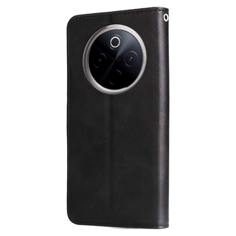 Funda de Piel con Cremallera y Textura de Becerro para OnePlus 13 (Negra)