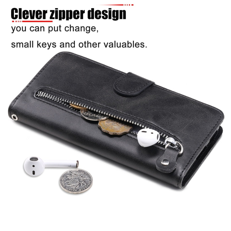 Funda de Piel con Cremallera y Textura de Becerro para OnePlus 13 (Negra)
