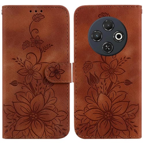 Funda de Cuero con Relieve Lily para Tecno Spark 30C (Marrón)