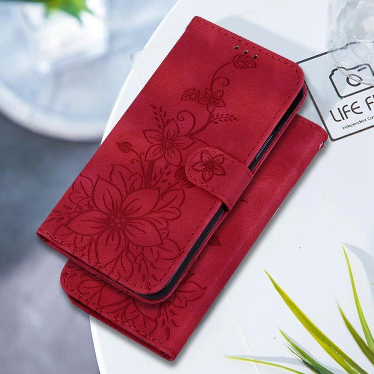 Funda de piel con relieve Lily para Tecno Camon 40 (roja)