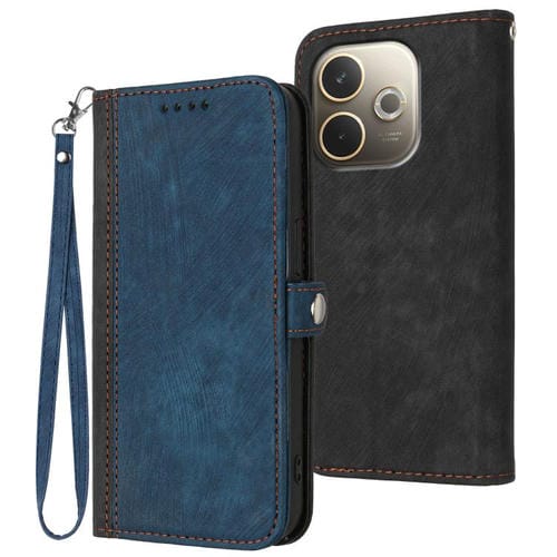 Funda de Cuero con Hebilla Lateral y Doble Pliegue para Oppo A5 Pro 5G (Azul Real)