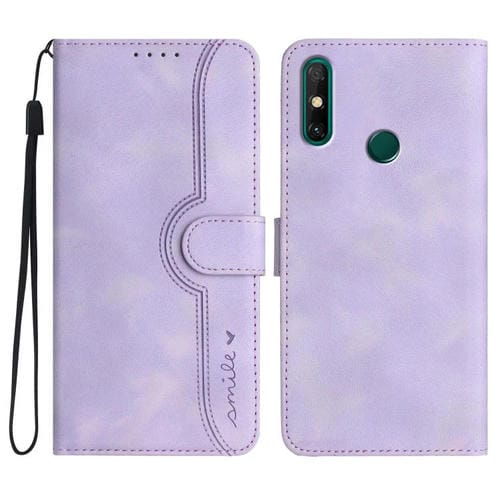 Funda de Piel para Huawei Enjoy 20E con Diseño de Corazón (Morado)