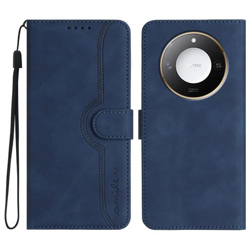 Funda de Cuero con Diseño de Corazón Inteligente para Honor X60/X9C (Azul Real)
