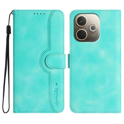 Funda de Piel con Diseño de Corazón para Oppo A5 Pro 5G (Azul Claro)