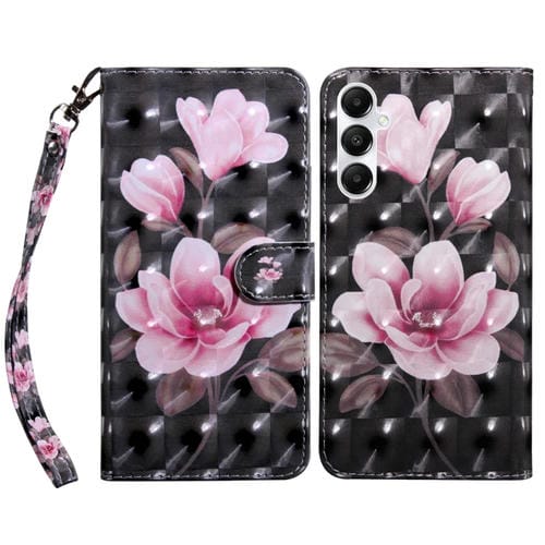 Funda de Cuero para Samsung Galaxy A05S Pintada 3D Flor Rosa