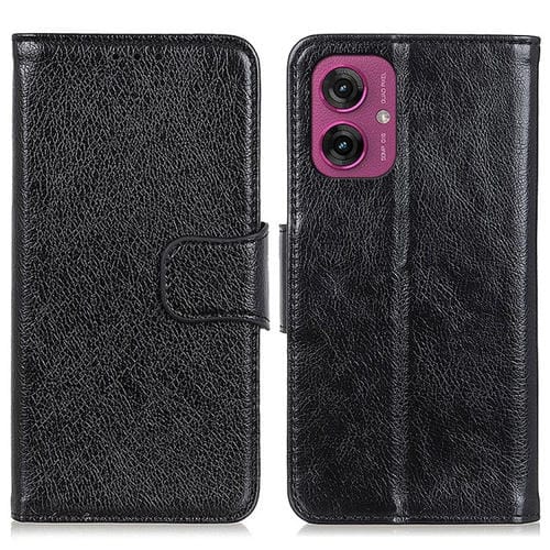 Funda de Cuero con Tapa y Textura Nappa para Motorola Moto G55 5G (Negra)