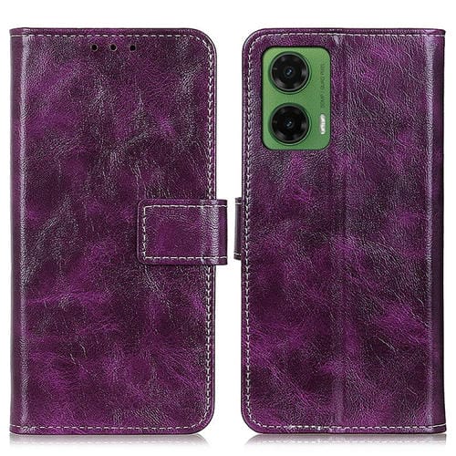 Funda de Cuero Crazy Horse para Motorola Moto G35 5G (Morado)