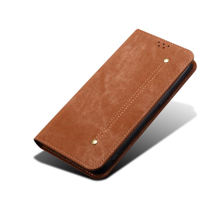Funda de cuero con textura vaquera para Huawei Nova 14 Ultra (marrón)