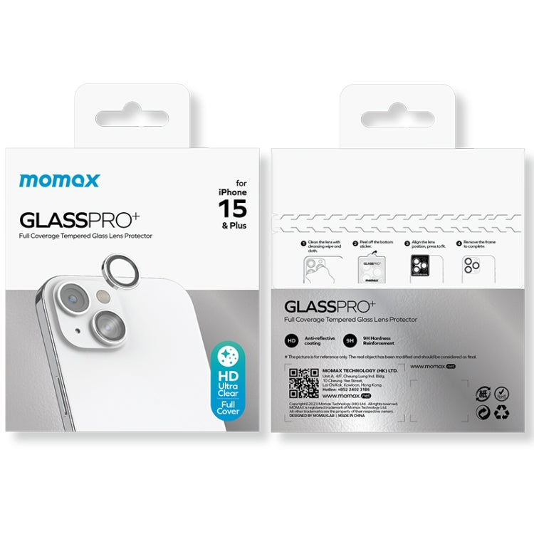 Película de Vidrio Momax Eagle Eye para Lente iPhone 15/15 Plus Cubierta Completa (Plateado) - MOVILSTORE
