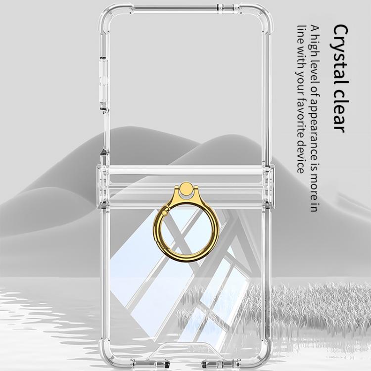 Funda de silicona con bisagra y soporte para anillo para Samsung Galaxy Z Flip7 5G Gkk Airbag (transparente)