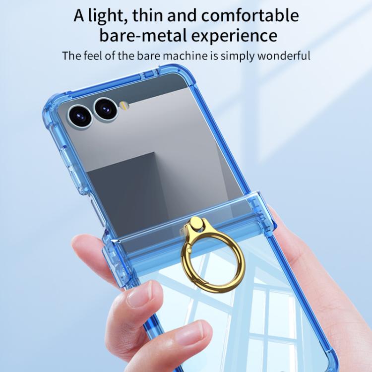 Funda de silicona con bisagra y soporte para anillo para Samsung Galaxy Z Flip7 5G Gkk Airbag (transparente)