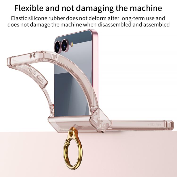 Funda de silicona con bisagra y soporte para anillo para Samsung Galaxy Z Flip7 5G Gkk Airbag (transparente)