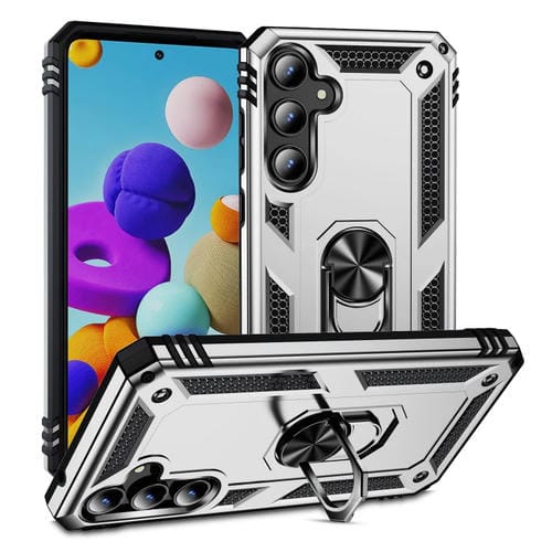 Funda para Teléfono Samsung Galaxy A35 5G TPU + PC Prueba de Golpes con Soporte (Plateado)
