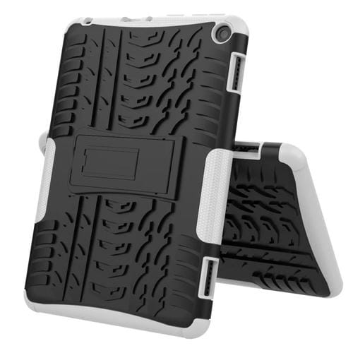 Funda Protectora para Amazon Fire HD 8 (2020) TPU + PC Textura Neumáticos Soporte (Blanco)