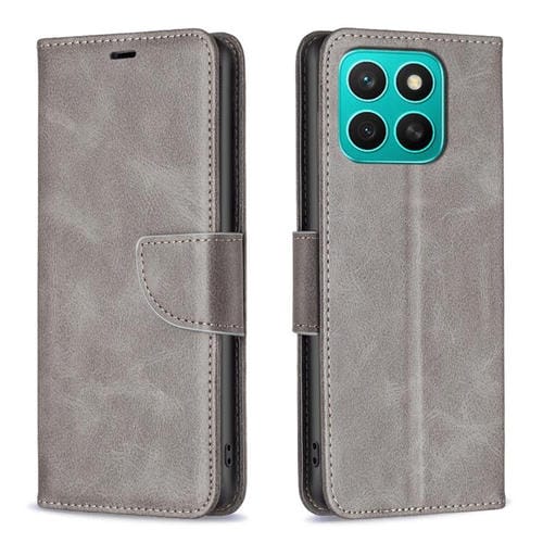 Funda de Piel de Cordero con Tapa para Teléfono Honor X8C 4G (Gris)