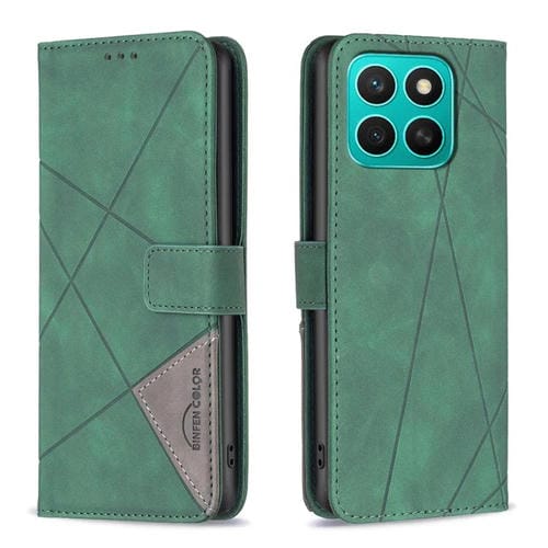 Funda de Cuero Honor X8C 4G Textura de Rombos con Hebilla Magnética (Verde)