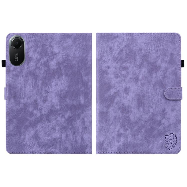 Funda de cuero con tapa y estampado de tigre para Redmi Pad 2 / Redmi Pad SE 11 2025 (morado)