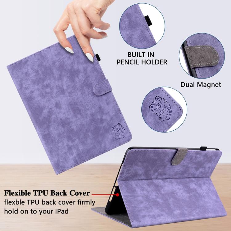 Funda de cuero con tapa y estampado de tigre para Redmi Pad 2 / Redmi Pad SE 11 2025 (morado)