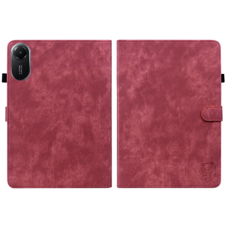 Funda de cuero con tapa y estampado de tigre para Redmi Pad 2 / Redmi Pad SE 11 2025 (roja)