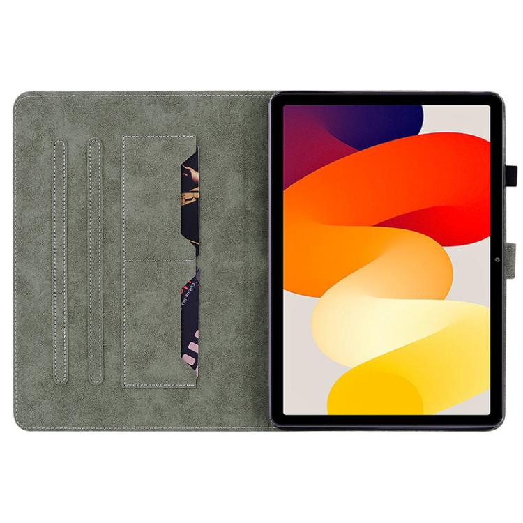 Funda de cuero con tapa y estampado de tigre para Redmi Pad 2 / Redmi Pad SE 11 2025 (verde oscuro)