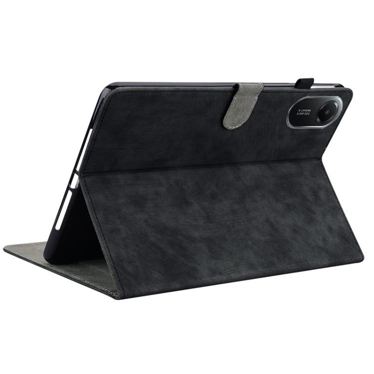 Funda de cuero con tapa y diseño de tigre para Redmi Pad 2 / Redmi Pad SE 11 2025 (negra)