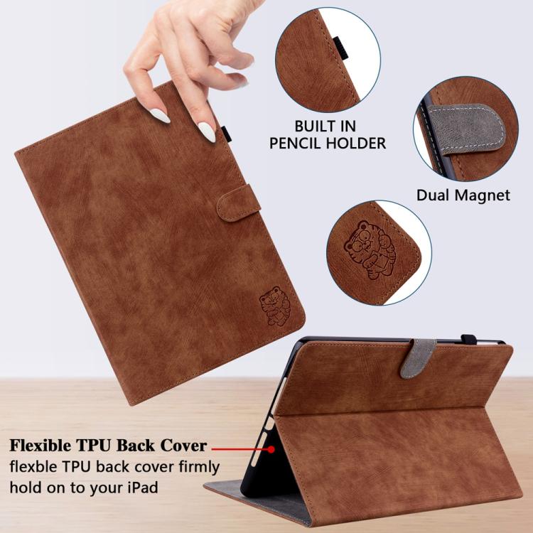 Funda de cuero con tapa y diseño de tigre para Xiaomi Redmi K Pad de 8,8 pulgadas (marrón)