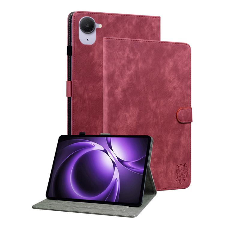 Funda de cuero con tapa y estampado de tigre para Xiaomi Redmi K Pad de 8,8 pulgadas (roja)