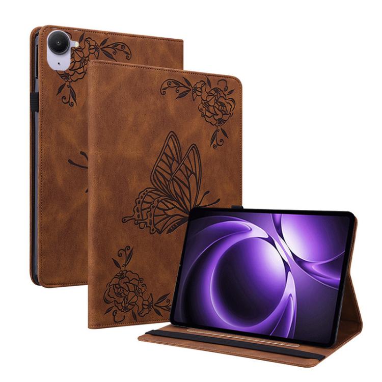 Funda de cuero con relieve de mariposa para tableta Xiaomi Redmi K Pad de 8,8 pulgadas (marrón)