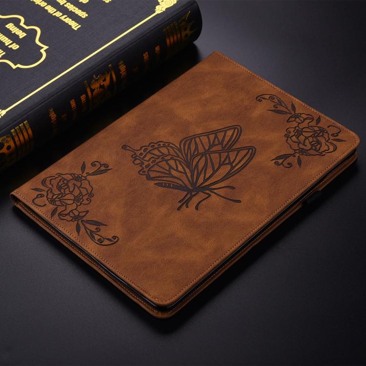 Funda de cuero con relieve de mariposa para tableta Xiaomi Redmi K Pad de 8,8 pulgadas (marrón)